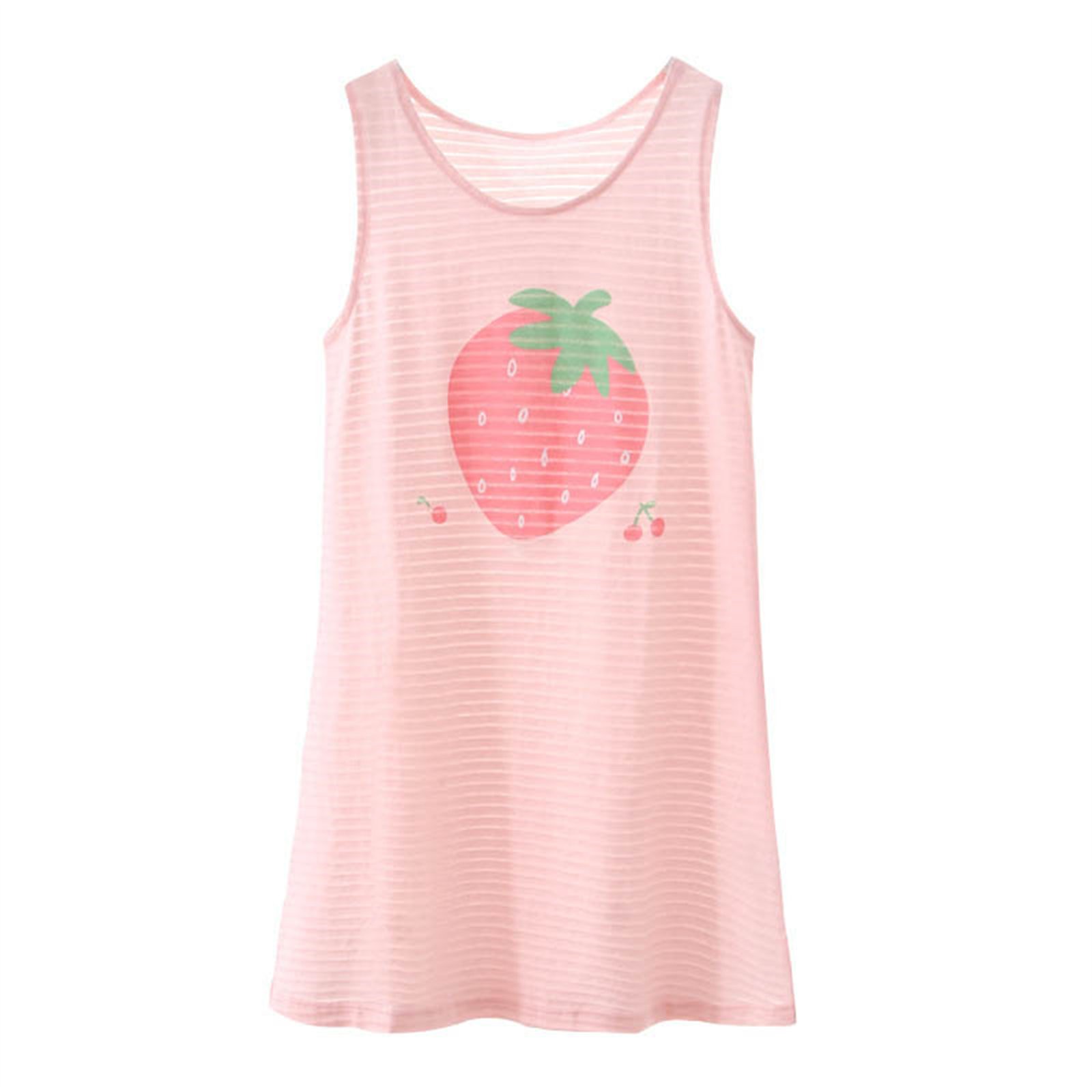 JSCDRPDWL Baby Girl Clothes Toddler Girl's Sleeveless Strawberry Print Dress Breathable House Wear for 1-9 Years Baptism Dresses for Baby Girls Hot Pink 8-9 Years